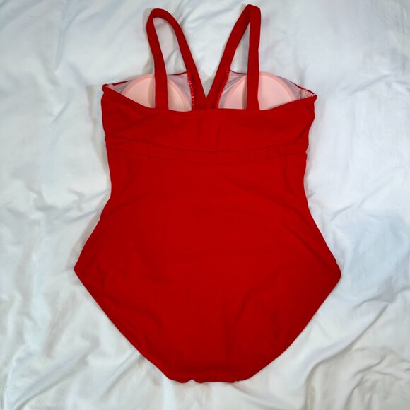 SPANX Red V-Neck Shaping & Tummy Control One-Piece Swimsuit - 14 - Picture 7 of 13
